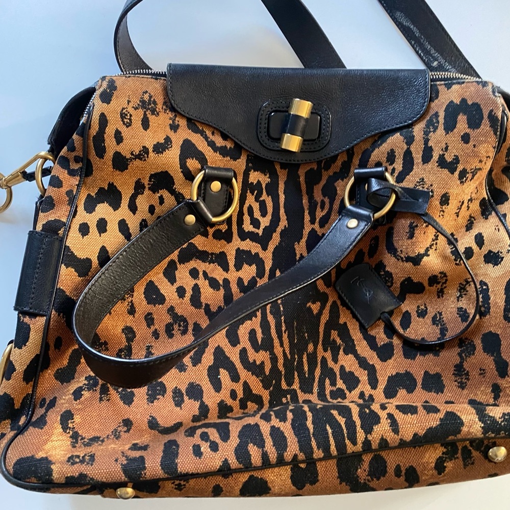 Yves Saint Laurent cheetah leopard print bag with lock